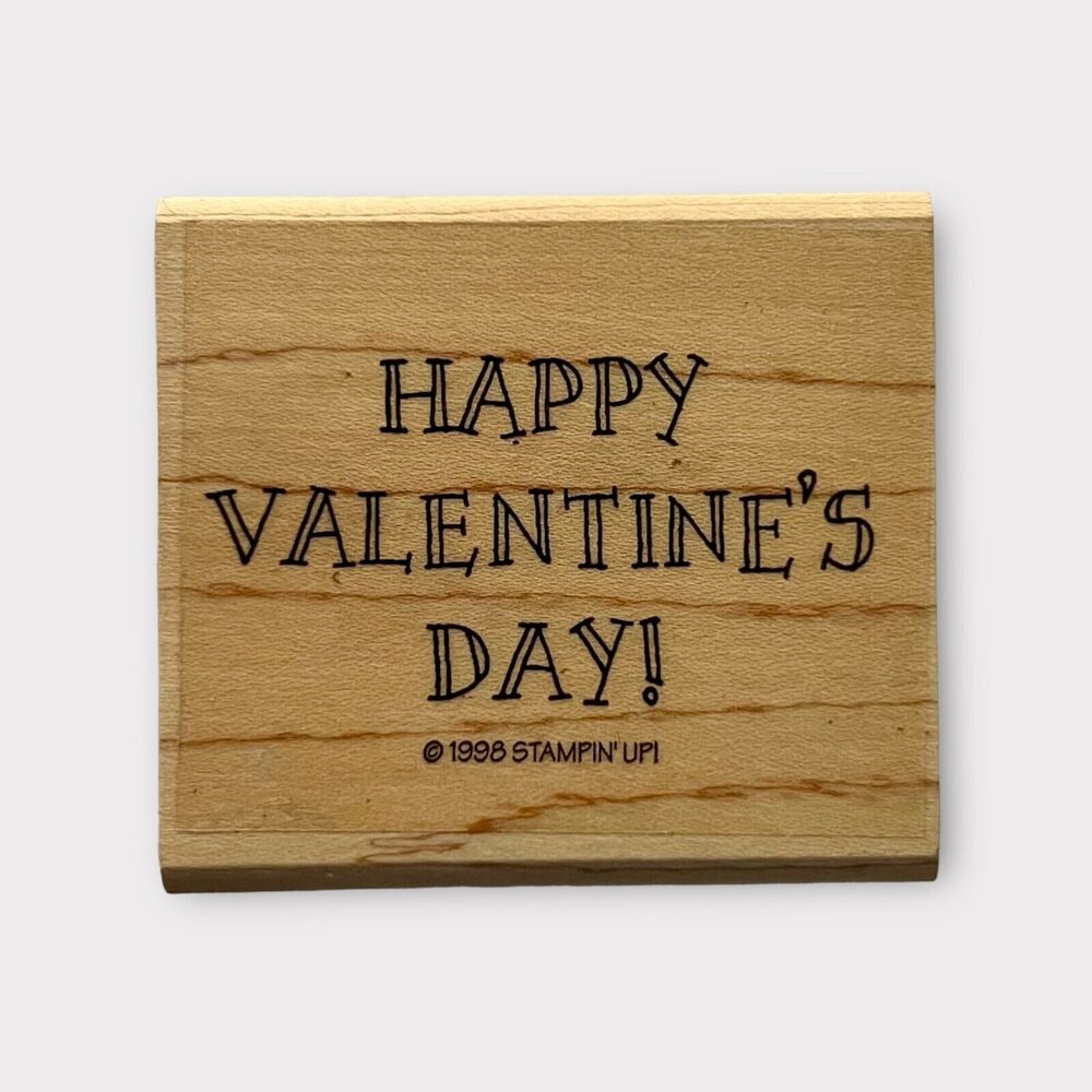 Stampin' Up! Vintage 1998 Happy Valentine's Day! Wood & Rubber Stamp